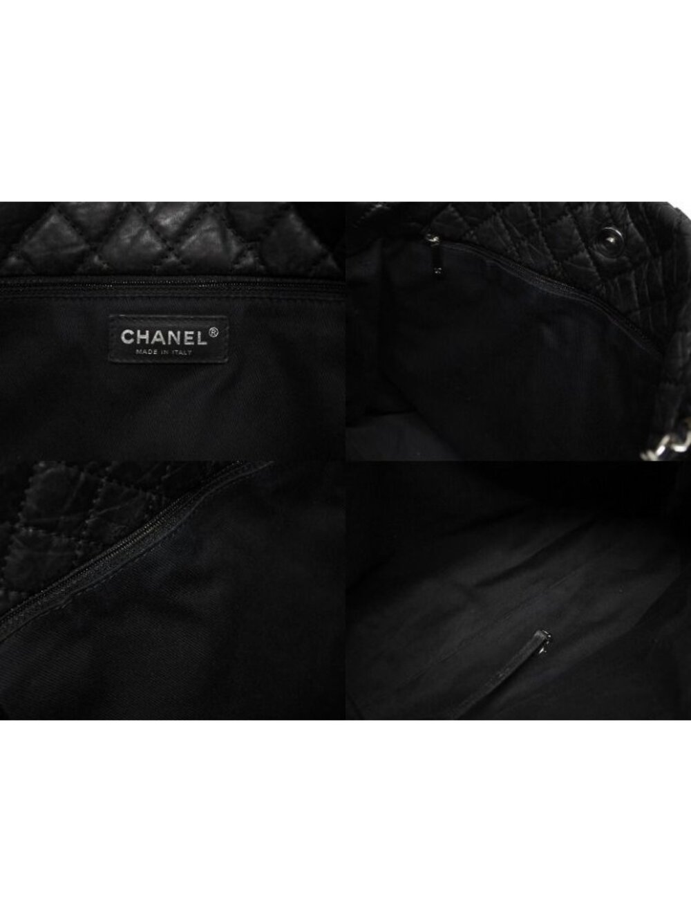 Chanel 2-Way Bag 2.55 CC Logo Calfskin Faux Fur Black Silver - Picture 8 of 9